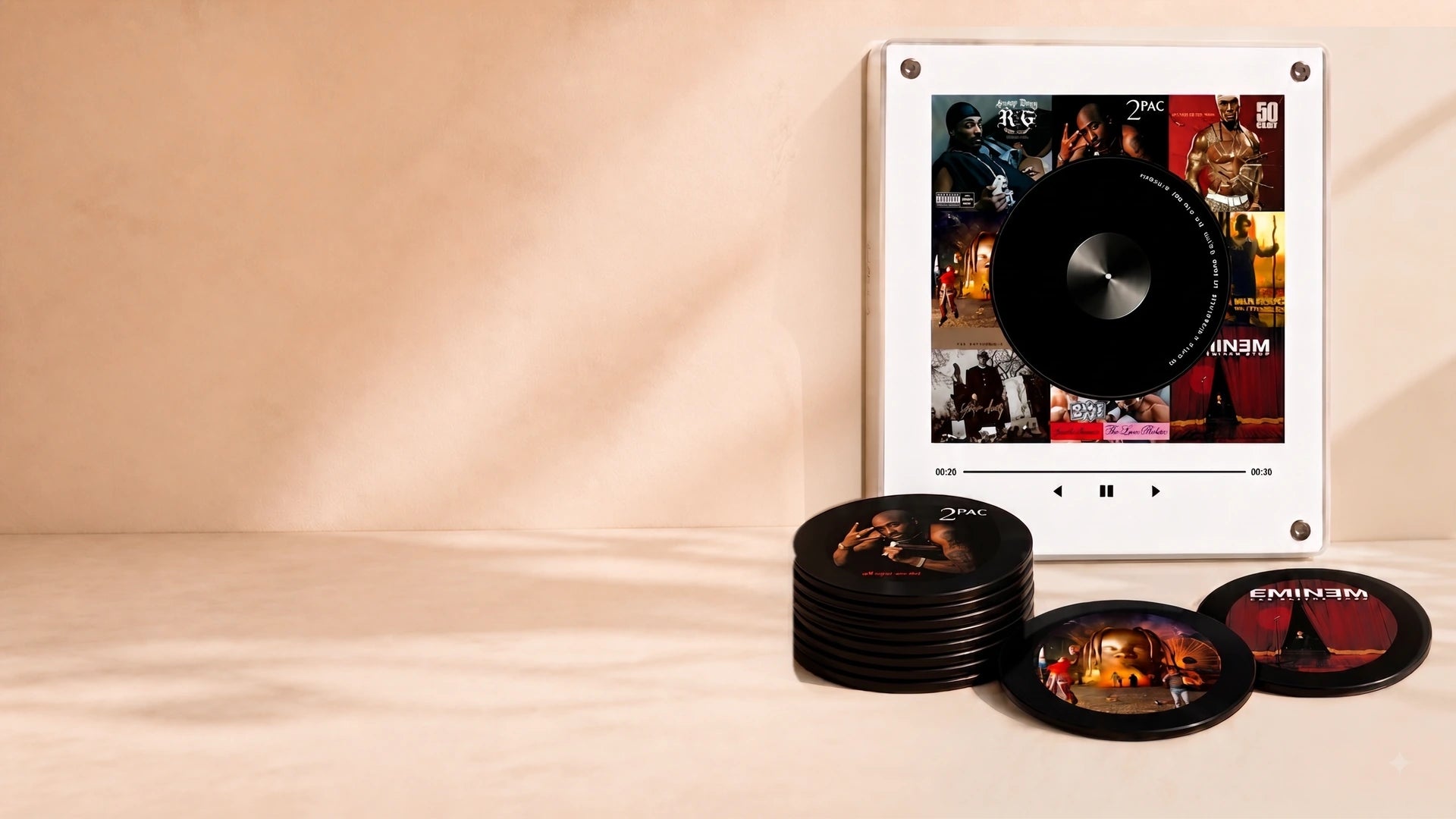 Magneo custom vinyl music box with personalized mini records