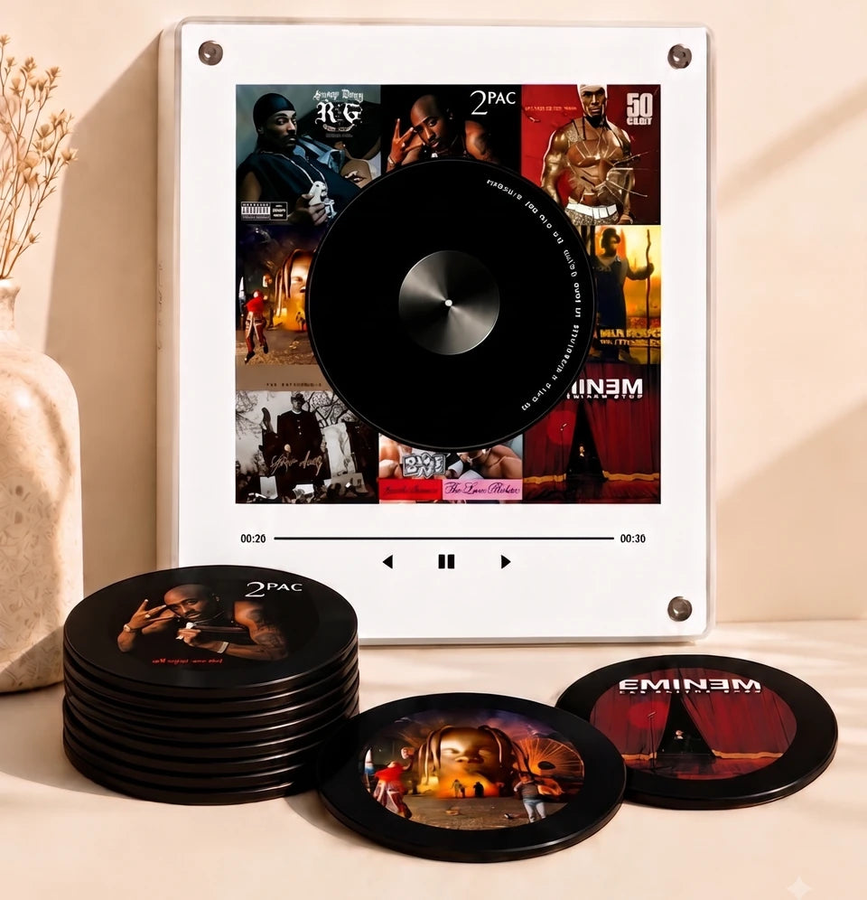 Magneo custom vinyl music box with personalized mini records